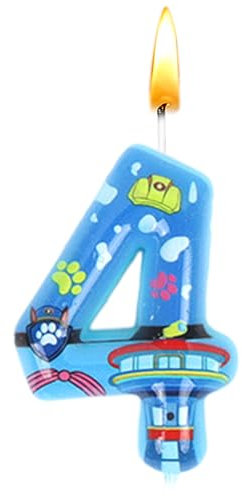 Paw Dog Kerzen Nummer 4, Paw Dog Kerzen Geburtstag, Kuchen Deko Kerzen, 4th Geburtstagskerzen, Geburtstag Dekoration, Cake Topper, Jungen und Mädchen, Jubiläum, Partyzubehör, Hochzeitsfeier