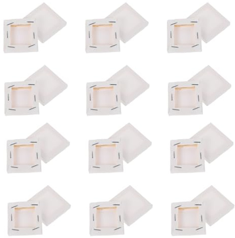 Leinwand zum Bemalen: 24 Stück Keilrahmen Kleine Leinwände Set 5x5cm Mini Leinwandrahmen Klein zum Bemalen Ölfarben Skizzieren Zeichnen Weiß für Kunstprojekte Dekoration für Zuhause und Büro