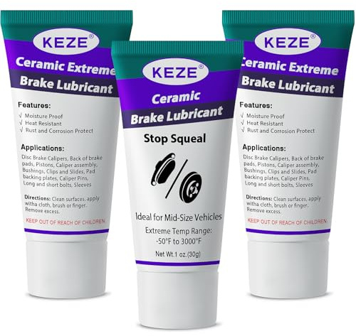 KEZE Grasa de cerámica para calibradores de frenos automotrices, resistente a la humedad y la corrosión, antiadherente para conjuntos de calibradores, 28 g c/u, pack 3 uds