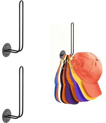 Porta Cappelli da Parete 2 Pezzi - Organizer per Cappelli con Ganci a L e Viti, Portacappelli Metallico per Appendere Cappelli da Baseball su Parete per Armadio e Camera da Letto