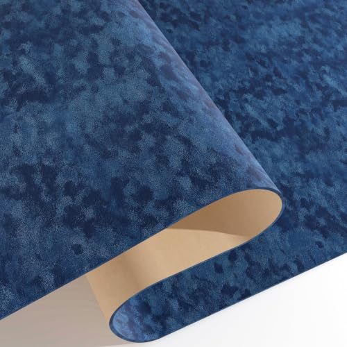 Decotalk Selbstklebend Tapete Samtstoff Dunkelblau 40X300cm Möbelfolie Blau Klebefolie Möbel Vintage Dicke Tapete Samtstoff Beflockt Velours Klebetapete für Wand Schlafzimmer Wohnzimmer Bad Retro