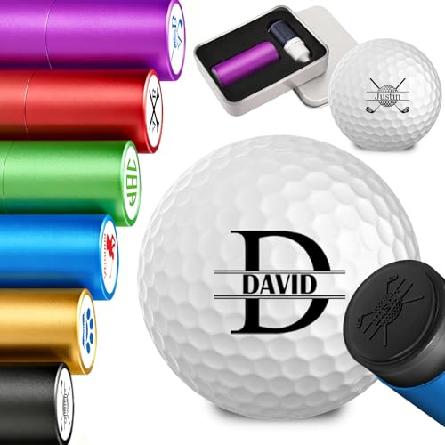 GBVllexuii Personalisierter Golfball-Stempel, Marker, personalisierbar, Golfball-Namen-Logo, schnelltrocknend, selbstfärbender Stempel, Golf-Geschenk für Männer, Golfer, Papa
