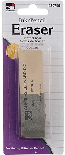 Charles Leonard 2 Sided Ink and Pencil Eraser, Gray/White (80795)