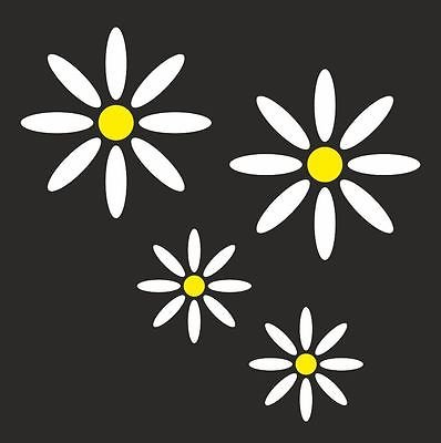4 x Daisy Flower Vinyl Aufkleber Set (Externe Armatur)