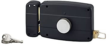 THIRARD - Cerradura de aplique con botón para puerta de garaje abatible, izquierda, 140 x 90 mm, eje 70 mm, negro, 3 llaves