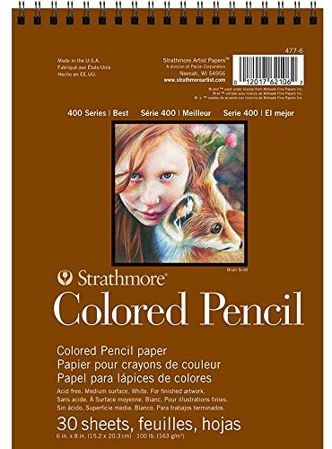 Strathmore 400 Series Wire Bound Colored Pencil Pad, 100 lb. Paper, 6 X 8 inches, 30 Sheets (477-6)