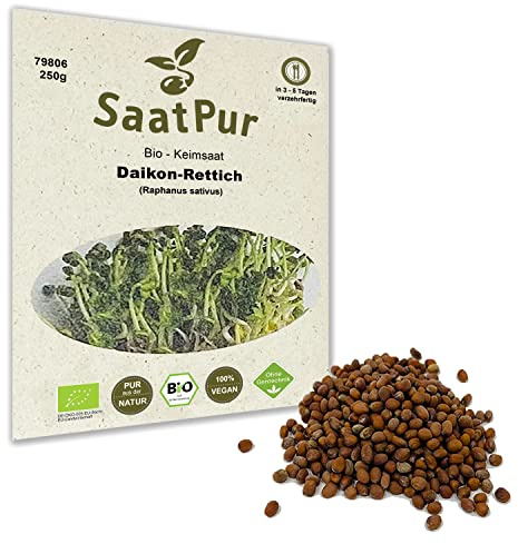 250 g BIO Keimsprossen Daikon-Rettich Samen für die Sprossenanzucht Sprossen Microgreen Mikrogrün