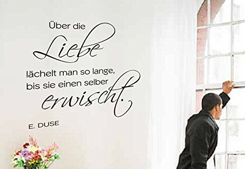 blattwerk-design Wandtattoo, Spruch: Über die Liebe lächelt Man so Lange, bis sie einen selber erwischt, Eleonora Duse, Liebe, Gefühl, Zitat, Größe ca. 450 mm x 420 mm, Auswahl (M041 Pink)