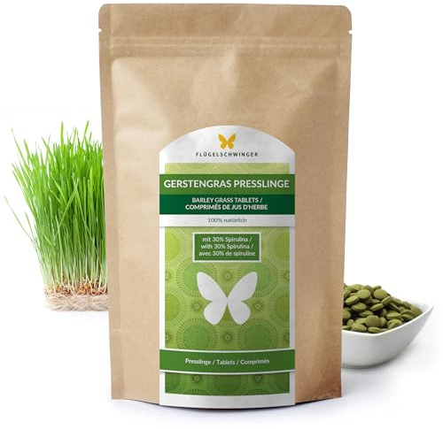 1kg Gerstengras-Presslinge mit 30% Spirulina, Rohkostqualität, Tabletten á 500mg aus jungen Gräsern, schonende Verarbeitung bei niedrigen Temperaturen (1000g)