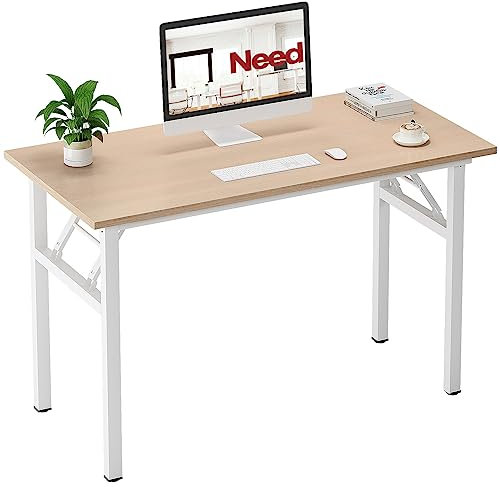 Need Klapptisch Computertisch Schreibtisch Klassischer Klappbarer Tisch 120CM aus Holzwerkstoffen und Metallframe,Konferenztische,PC Tisch Bürotisch Esstisch für Zuhause und Büro,120 * 60CM,AC5AW