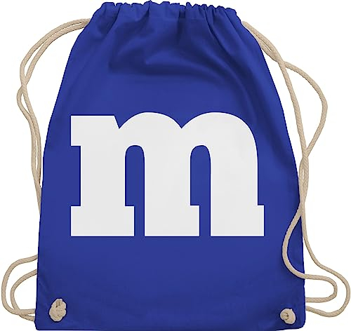 Turnbeutel Rucksack - & Fasching - Taschen - M Aufdruck Karneval I M&M Schokolinse I MM Fastnacht I Fasnacht I Fasnet - Unisize - Royalblau - wurftaschen karnevalsbeutel faschings m& beutel