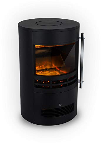 Klarstein Brixen - Chimenea eléctrica con efecto de llama, 900/1800 W, termostato continuo, luz de fondo LED, protección contra sobrecalentamiento, efecto llama 3D, InstaFire, color negro