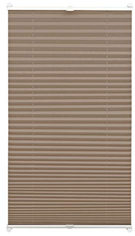 Gardinia EASYFIX Plissee ohne Bohren, Zum Klemmen, Blickdichtes Falt-Rollo, Inkl. Aller Montage-Teile, 2 Bedienschienen, Taupe, 95 x 130 cm