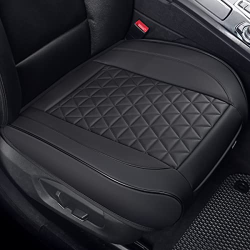 Black Panther Sitzauflagen Auto PU Leder Autositzbezüge Vordersitz Universal Fit 90% der Autos Sitze, 20,8’’ * 21’’ (1 Paar - Schwarz)