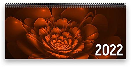 Tischkalender 2022 XL - 1 Woche - 2 Seiten: 14,5 x 32,5 cm, quer, Blume, orange