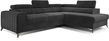 All4All Ecksofa Carola mit Schlaffunktion Polstersofa Polsterecke L-Form Couch Sofa Möbel Wohnlandschaft Eckcouch Links Rechts 23 (Monolith97, Rechts)
