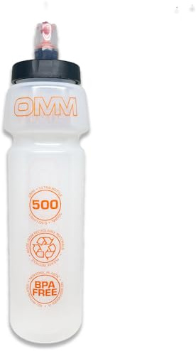 OMM Ultra Bottle 500ml Bite Valve Clear | Running Water Bottle, High Flow, Sports Bottle, BPA Free, Lightweight Hydration Bottle for Running Vest & Hiking