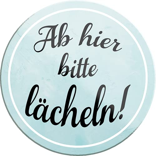 schilderkreis24 – Lustiger Spruch “Ab Hier Bitte lächeln..“ Magnet Deko Kühlschrankmagnet Humor witzige Geschenkidee Geburtstag Weihnachten 8x8 cm