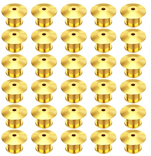 Verschlussstifte Metall Pin Keepers Rücken Lock Verschluss für Schmuck Brosche Pins Namensschild Basteln DIY 30 Stück, Gold