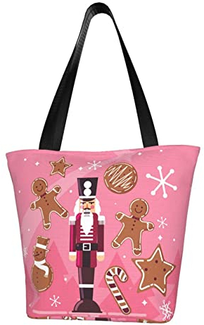 Oudrspo Christmas Nutcrackers Women Tote Bag,Shoulder Bag Top Handle Handbag with Zipper for hopping Grocery Work Beach Lunch Travel Gym School