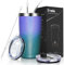 Livole Gobelet isotherme 20 oz 600 ml pour hommes et femmes - Tasse à café à emporter - En acier inoxydable - Avec paille et couvercle - Double paroi - Pour le camping - Dégradé de couleurs