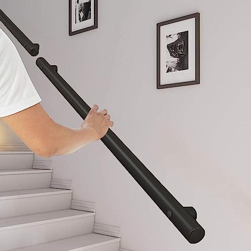 Svart trappa ledstång för hem dagis korridor, 1m 1,5m 2m 3m 4m 5m 6m Trappräcke | Väggtrappa Handräcke för inomhus utomhus Steg| Korridor Safety Support Bar (Size : 180cm)