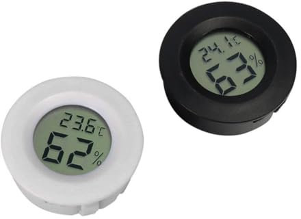 zalati Termometri per rettili 2 pezzi Termometro igrometro 2 in 1 incorporato LCD digitale per terrari Incubatrice Pollame - 1 pezzo nero e 1 pezzo bianco