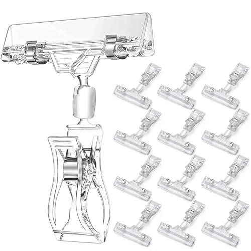 Acptxvh porta cartello rotante in plastica, porta etichetta trasparente del prezzo,cartellini prezzi,porta prezzi,porta cartelli in plastica per ufficio negozio supermercato (12pcs)
