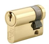 THIRARD 00012112 Cylindre Half FTH 5G, 30x10mm, Brass Cylinder, Snatch Protection, 3 Notched Keys, 30x10 mm