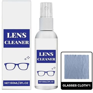 Lens Cleaning Spray, New Professional Lens Cleaner Kit Spray Sun Eyeglasses 2oz 60ml & Cloths