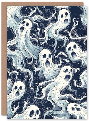 Artery8 Greeting Card Ghostly Ghouls Horror Fun Ghosts Blank For All Halloween Card