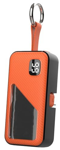 Mini Power Bank,Power Emergency Pod with Key Chain,Portable Portable Charger,USB C In & Out Fast Charging Mini Battery Pack for Smart Phones (Orange-5000mAh)