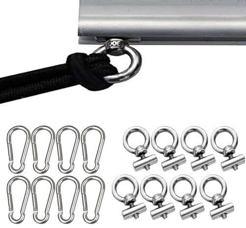 8pcs Multipurpose Awning Rail Hook And Lifting Eye Nut Ring for Caravan Campervan Motorhome,Awning Rail Stoppers,Stainless Steel Piping Stopper,Caravan Awning Accessories,Sunshade Hook