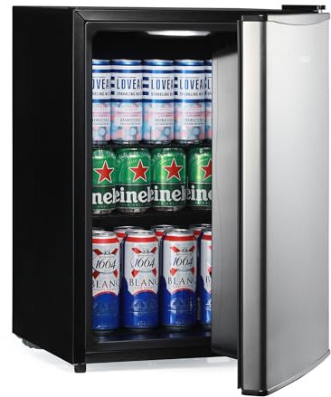 Subcold Cave60 Stainless Steel Solid Door Beer Fridge for Wine & Drinks | Mini Chiller with Can Dispenser | 54 Cans