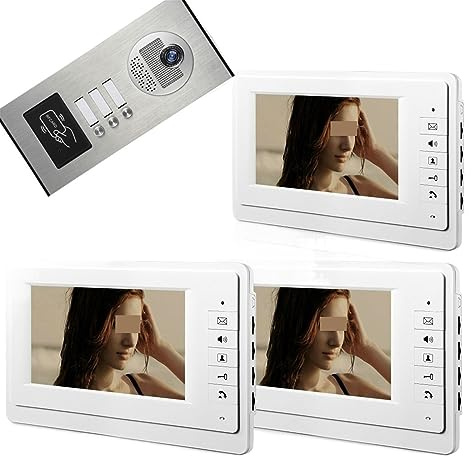 TRDEWR 7 Pollici 2/3/4/5/6 Appartamento/Famiglia Videocitofono Citofono RFID 1000TVL Telecamera Campanello Telecamera for Visione Notturna Acqua Trova di più A Casa Tua(C Kit)
