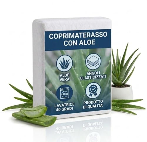 Caleffi - Coprimaterasso Singolo 90x200 - Proteggi Materasso Letto Singolo con Angoli Elasticizzati - Copri Materasso in Cotone con Essenza di Aloe - Tessuto in Spugna Rinfrescante - Lavabile a 40°