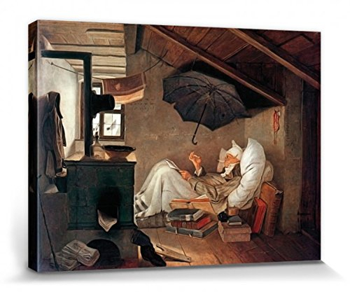 1art1 Carl Spitzweg Poster Der Arme Poet Bilder Leinwand-Bild Auf Keilrahmen | XXL-Wandbild Poster Kunstdruck Als Leinwandbild 40x30 cm