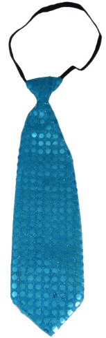 Orlob Fasching Krawatte: Schlips, türkis, mit Gummizug, Pailletten