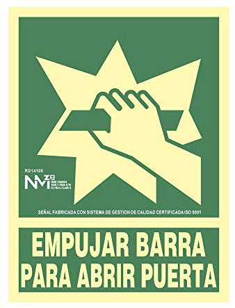 Normalaluz Schild für Türöffner, Klasse B (PVC 0,7 mm) 22,4 x 30 cm