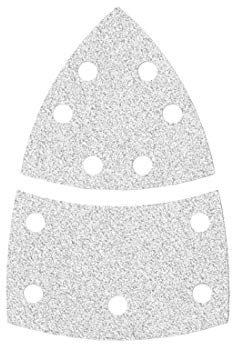 MioTools Shark Klett-Schleifblätter, 93/62 x 102 mm, 11-Loch, f. Deltaschleifer, Normalkorund (50 Stk.) K150