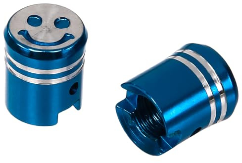 Set: 2X Ventilkappe Kolben, Blau eloxiert
