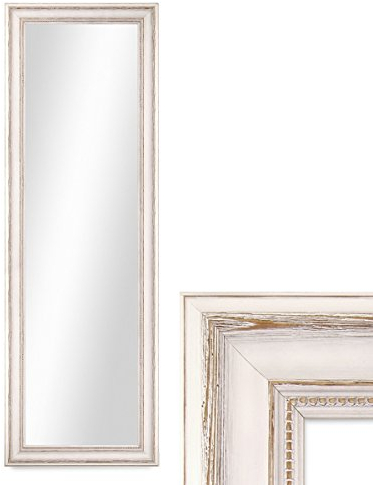 PHOTOLINI Wand-Spiegel 40x100 cm im Massivholz-Rahmen Landhaus-Stil Weiss/Spiegelfläche 30x90 cm