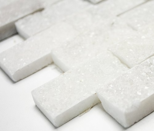 Mosaik Brick Splitface SUGAR Marble 3D Marmor Naturstein Küche, Mosaikstein Format: 23x48x10 mm, Bogengröße: 305x290 mm, 1 Bogen/Matte