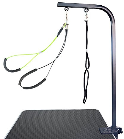 Gravitis Pet Supplies Adjustable 36” Grooming Arm with Clamp and Dog Grooming Loop + FREE Small/Medium Haunch Holder – Suitable for use with Dog Grooming Table (Black)