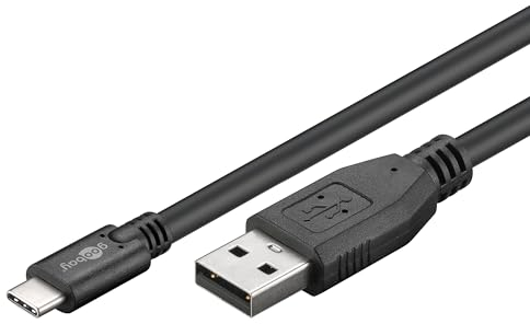 Goobay 55466 USB A auf USB C Kabel 1m / Handykabel 480 Mbits / Ladekabel USB 2.0 zu USB Type C Adapterkabel 5V - 3A / Samsung Galaxy & iPhone / Schwarz / 1 Meter