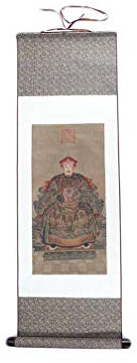 lachineuse - Kakemono Empereur de Chine - Tapisserie Murale - Décoration Japonaise à Suspendre - 100 x 30 cm - pour Maison, Bureau - Tableau Japonais Estampe - Coloris Gris - Idée Cadeau Japon Asie