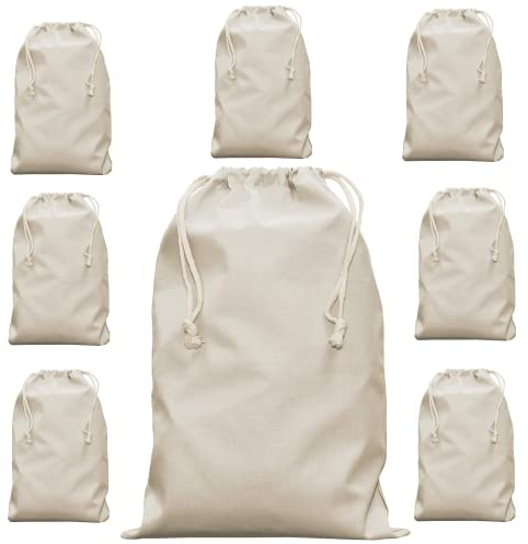 ELES VIDA Sac en coton avec cordon de serrage, 10 pièces 30 x 45 cm - en tissu, ménage de voyage, sac en jute, avec cordon pour peindre en nature