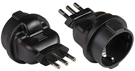 Good Connections Stromadapter Italien Netz-Stecker Typ L (CEI 23-16, gerade) an Schutzkontakt-Buchse Typ F (CEE 7/3, gerade), schwarz - Reiseadapter/Steckdosenadapter/Netzadapter - SCHWARZ, PA-6502S