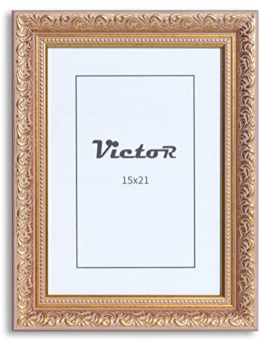 Victor Cadre Photo Rubens en 15x21 cm (A5) Or Rosé - Bar: 30x20mm - Verre Véritable - Châssis pour l'image Baroque - Antique - Vintage 15x20 - A5 Ancien