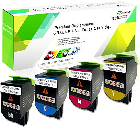 GREENPRINT 4-Farben-kompatible Tonerkartuschen CX410 CX510 Hohe Kapazität 4000 Seiten BK, 3000 Seiten CMY für Lexmark-Drucker CX410de CX510de CX410dte CX410e CX510dthe CX510dhe